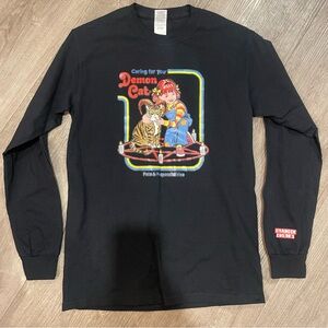 NWOT Caring for your Demon cat Long Sleeve T-Shirt in Black